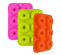 XLKJ 3 Pcs Moldes de Silicona para Donuts, Molde de Silicona para Hornear Donut, Molde de Silicona Antiadherente para Hornear Rosquillas, Pasteles, Magdalenas, Bagels, Galletas, Muffins