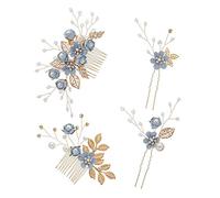 XLKJ 4 Pcs Peines para el Pelo de Novia con Diamantes de Imitación, Horquillas Pelo Mujer de Novia, Pelo Peine Novia Perlas Diamantes Decorcaión para Mujer