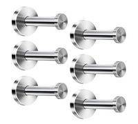 XLKJ 6 Piezas Ganchos de baño de Acero Inoxidable, Albornoz Colgante para Sala de Estar, Ropa, Sombrero, con Tornillos de Plata