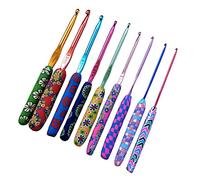 XLKJ 9 Piezas Gancho de Tejer de Colores para Hilo de Ganchillo, Kit de Agujas de Ganchillo para Trenzas, Juego de Agujas para Tejer con Motivos Florales