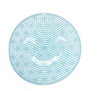 XLKJ Antideslizante Alfombrillas de Silicona de Baño, Masajeador Suave para Pies, Cepillo de Silicona para Masaje de Baño, Alfombra Masaje de Acupresión, Diseño de Sonrisa para Ducha Azul