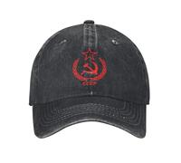 XLLDAANC Gorras de béisbol Retro comunistas con Logo Rojo para Hombres y Mujeres con Denim Desgastado Snapback Gorra Unión de Repúblicas Socialistas al Aire Libre Todas Las Estaciones Algodón,