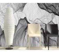 XLMING Abstract Art Ink Negro Y Blanco Línea De Humo 3D Papel Pintado Lujo Casa Sala Decoración Estar Comedor Sofá Dormitorio TV Fondo de Pared-300cm×210cm