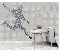 XLMING Abstract Vintage Art Figuras Fútbol 3D Papel Pintado Tapiz Textura de Seda Oficina Comedor Sofá Dormitorio Sala Estar TV Fondo Pantalla-300cm×210cm