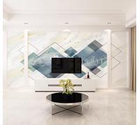 XLMING Abstracto Azul Geométrico Alces Imitación De Mármol Papel Pintado 3D Seda De Lujo Pared Estudio Comedor Sofa Dormitorio Madera Salon Tv Decorativo-350cm×256cm