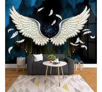 XLMING Abstracto Azul Tridimensional Plumas Alas 3D Papel Pintado Lujo Casa Sala Decoración Estar Comedor Sofá Dormitorio TV Fondo de Pared-350cm×256cm
