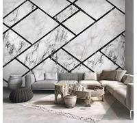 XLMING Abstracto Blanco Y Negro Geométrico Líneas Efecto Mármol 3D Papel Pintado Lujo Casa Sala Decoración Estar Comedor Sofá Dormitorio TV Fondo de Pared-300cm×210cm