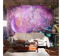 XLMING Abstracto Bonito Morado Bosque Luciérnagas Mariposas 3D Papel Pintado Tapiz Textura de Seda Oficina Comedor Sofá Dormitorio Sala Estar TV Fondo Pantalla-250cm×170cm