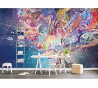 XLMING Abstracto Cálido Bello Arte Graffiti Colorido 3D Papel Pintado Tapiz Textura de Seda Oficina Comedor Sofá Dormitorio Sala Estar TV Fondo Pantalla-430cm×300cm