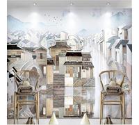 XLMING Abstracto Cimas De Montañas Arquitectura Ríos Puente En Arco Papel Pintado 3D Seda De Lujo Pared Estudio Comedor Sofa Dormitorio Madera Salon Tv Decorativo-200cm×140cm