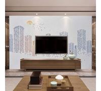 XLMING Abstracto Ciudad Arquitectura Pájaros Amanecer 3D Papel Pintado Lujo Casa Sala Decoración Estar Comedor Sofá Dormitorio TV Fondo de Pared-250cm×170cm
