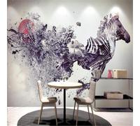 XLMING Abstracto Creativo Cebra Rojo Amanecer 3D Papel Pintado Lujo Casa Sala Decoración Estar Comedor Sofá Dormitorio TV Fondo de Pared-150cm×105cm