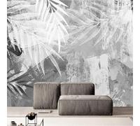 XLMING Abstracto Creativo Gris Botánico Arte 3D Papel Pintado Tapiz Textura de Seda Oficina Comedor Sofá Dormitorio Sala Estar TV Fondo Pantalla-200cm×140cm