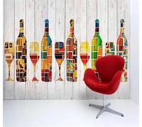 XLMING Abstracto Creativo Retro Vetas De Madera Plano Copa De Vino 3D Papel Pintado Tapiz Textura de Seda Oficina Comedor Sofá Dormitorio Sala Estar TV Fondo Pantalla-430cm×300cm