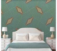 XLMING Abstracto Dorado Líneas Geométrico Cuadrícula Papel Pintado 3D Seda De Lujo Pared Estudio Comedor Sofa Dormitorio Madera Salon Tv Decorativo-430cm×300cm