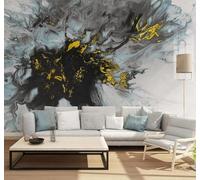 XLMING Abstracto Dorado Tinta Arte Original Papel Pintado 3D Seda De Lujo Pared Estudio Comedor Sofa Dormitorio Madera Salon Tv Decorativo-250cm×170cm