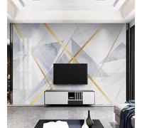 XLMING Abstracto Geométrico Hilo Dorado Plumas Efecto Mármol Papel Pintado 3D Seda De Lujo Pared Estudio Comedor Sofa Dormitorio Madera Salon Tv Decorativo-300cm×210cm