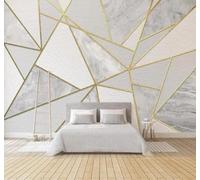 XLMING Abstracto Geométrico Líneas Doradas Imitación De Mármol Texturas 3D Papel Pintado Lujo Casa Sala Decoración Estar Comedor Sofá Dormitorio TV Fondo de Pared-350cm×256cm