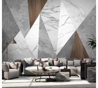 XLMING Abstracto Geométrico Vetas De Madera Gris Imitación De Mármol 3D Papel Pintado Lujo Casa Sala Decoración Estar Comedor Sofá Dormitorio TV Fondo de Pared-300cm×210cm