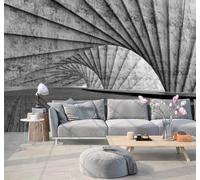 XLMING Abstracto Gris Geométrico Túnel Extensión Del Espacio 3D Papel Pintado Lujo Casa Sala Decoración Estar Comedor Sofá Dormitorio TV Fondo de Pared-350cm×256cm