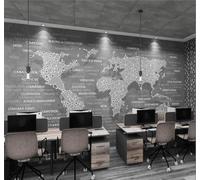 XLMING Abstracto Gris Mapa Del Mundo Arte Original Papel Pintado 3D Seda De Lujo Pared Estudio Comedor Sofa Dormitorio Madera Salon Tv Decorativo-350cm×256cm