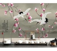 XLMING Abstracto Montañas Flores Ramas Aves 3D Papel Pintado Lujo Casa Sala Decoración Estar Comedor Sofá Dormitorio TV Fondo de Pared-400cm×280cm