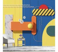 XLMING Abstracto Multicolor Geométrico Creativo Arte Papel Pintado 3D Seda De Lujo Pared Estudio Comedor Sofa Dormitorio Madera Salon Tv Decorativo-350cm×256cm