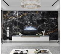 XLMING Abstracto Negro Imitación De Mármol Textura Original Papel Pintado 3D Seda De Lujo Pared Estudio Comedor Sofa Dormitorio Madera Salon Tv Decorativo-430cm×300cm