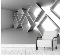 XLMING Abstracto Pared De Hormigón Geométrico Arquitectura Expansión Del Espacio 3D Papel Pintado Lujo Casa Sala Decoración Estar Comedor Sofá Dormitorio TV Fondo de Pared-350cm×256cm