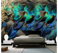 XLMING Abstracto Tridimensional Bello Pavo Real Plumas 3D Papel Pintado Tapiz Textura de Seda Oficina Comedor Sofá Dormitorio Sala Estar TV Fondo Pantalla-430cm×300cm