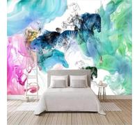 XLMING Abstracto Tridimensional Colorido Caballo De Humo 3D Papel Pintado Seda Texturizada Primera Calidad Sala De Estar Sofá Dormitorio Comedor Hogar Pared-200cm×140cm