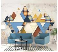 XLMING Abstracto Tridimensional Colorido Geométrico Original Papel Pintado 3D Seda De Lujo Pared Estudio Comedor Sofa Dormitorio Madera Salon Tv Decorativo-200cm×140cm