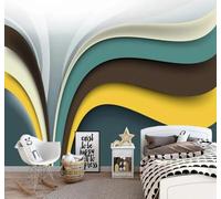 XLMING Abstracto Tridimensional Colorido Geométrico Original Papel Pintado 3D Seda De Lujo Pared Estudio Comedor Sofa Dormitorio Madera Salon Tv Decorativo-400cm×280cm