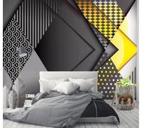 XLMING Abstracto Tridimensional Colorido Geométrico Original Papel Pintado 3D Seda De Lujo Pared Estudio Comedor Sofa Dormitorio Madera Salon Tv Decorativo-200cm×140cm