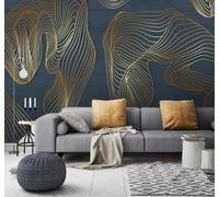 XLMING Abstracto Tridimensional Dorado Líneas Original Papel Pintado 3D Seda De Lujo Pared Estudio Comedor Sofa Dormitorio Madera Salon Tv Decorativo-200cm×140cm