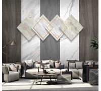 XLMING Abstracto Tridimensional Vetas De Madera Geométrico Imitación Mármol 3D Papel Pintado Lujo Casa Sala Decoración Estar Comedor Sofá Dormitorio TV Fondo de Pared-300cm×210cm