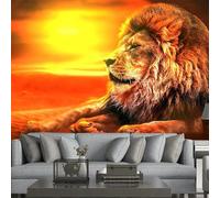XLMING Acogedor Hermoso Crepúsculo León Animal 3D Papel Pintado Tapiz Textura de Seda Oficina Comedor Sofá Dormitorio Sala Estar TV Fondo Pantalla-430cm×300cm
