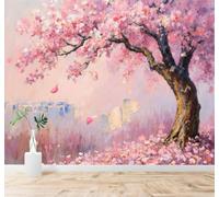 XLMING Acuarela Pétalos Que Caen Rosa Cerezo En Flor Paisaje Apacible 3D Papel Pintado Pared Premium Textura Seda Estudio Comedor Vinilos Dormitorio Sofás TV Cocina-200cm×140cm