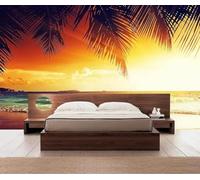 XLMING Amanecer Etéreo Mar Playa Hojas 3D Papel Pintado Pared Premium Textura Seda Estudio Comedor Vinilos Dormitorio Sofás TV Cocina-200cm×140cm