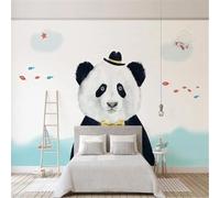 XLMING Animales De Dibujos Animados: Panda Pez Avión 3D Papel Pintado Pared Premium Textura Seda Estudio Comedor Vinilos Dormitorio Sofás TV Cocina-200cm×140cm