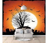 XLMING Árboles Lunares Creativos Cielo Nocturno Con Calabazas 3D Papel Pintado Tapiz Textura de Seda Oficina Comedor Sofá Dormitorio Sala Estar TV Fondo Pantalla-350cm×256cm