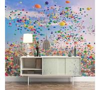 XLMING Arquitectura Cúbica Cielo Globo Multicolor 3D Papel Pintado Pared Premium Textura Seda Estudio Comedor Vinilos Dormitorio Sofás TV Cocina-250cm×170cm