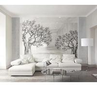 XLMING Arquitectura Pasillo Blanco Y Negro Árbol Grande Arte 3D Papel Pintado Pared Premium Textura Seda Estudio Comedor Vinilos Dormitorio Sofás TV Cocina-430cm×300cm