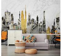 XLMING Arquitectura Urbana Abstracta Dibujada A Mano Efecto Mármol Individualidad 3D Papel Pintado Lujo Casa Sala Decoración Estar Comedor Sofá Dormitorio TV Fondo de Pared-400cm×280cm