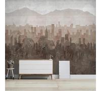 XLMING Arquitectura Urbana Abstracta Vintage Dibujada A Mano Cumbres Montañosas 3D Papel Pintado Tapiz Textura de Seda Oficina Comedor Sofá Dormitorio Sala Estar TV Fondo Pantalla-400cm×280cm