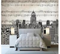 XLMING Arquitectura Urbana En Blanco Y Negro Dibujada A Mano Al Estilo Retro 3D Papel Pintado Lujo Casa Sala Decoración Estar Comedor Sofá Dormitorio TV Fondo de Pared-350cm×256cm
