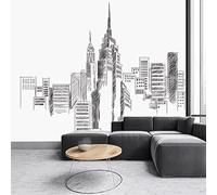 XLMING Arquitectura Urbana Minimalista Dibujada A Mano En Blanco Y Negro 3D Papel Pintado Lujo Casa Sala Decoración Estar Comedor Sofá Dormitorio TV Fondo de Pared-350cm×256cm