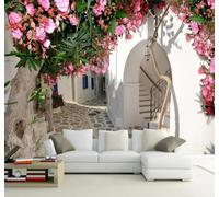 XLMING Arquitectura Urbana Paisaje Árboles Flores Ampliación Del Espacio 3D Papel Pintado Lujo Casa Sala Decoración Estar Comedor Sofá Dormitorio TV Fondo de Pared-350cm×256cm
