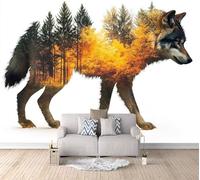 XLMING Arte Abstracto De Un Lobo En El Bosque 3D Papel Pintado Pared Premium Textura Seda Estudio Comedor Vinilos Dormitorio Sofás TV Cocina-430cm×300cm