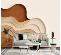 XLMING Arte Abstracto Superposición Tonos Tierra Ondas Minimalismo 3D Papel Pintado Tapiz Textura de Seda Oficina Comedor Sofá Dormitorio Sala Estar TV Fondo Pantalla-400cm×280cm